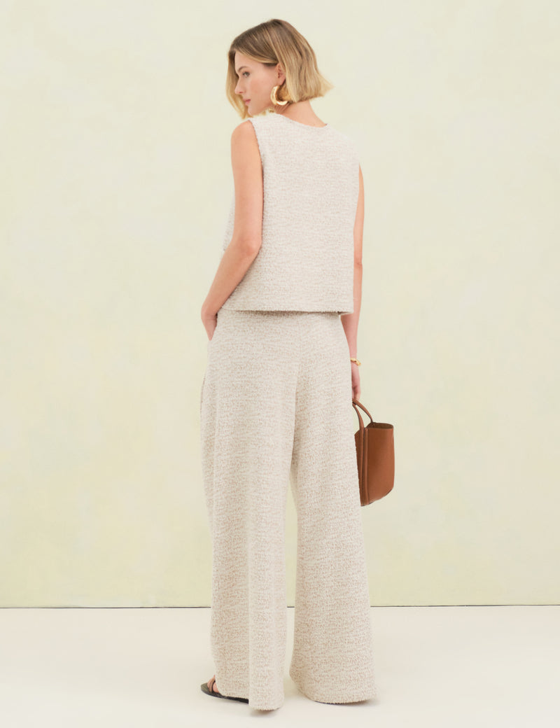Calça Pantalona Tweed Paris Bege