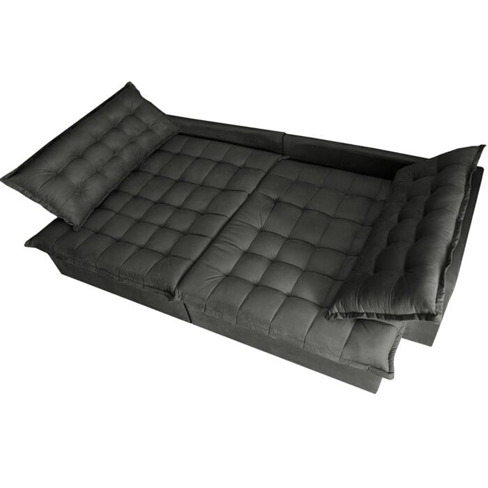 Sofá Retrátil Reclinável e Cama 2,15m Cama inBox Flex Suede Velusoft Cinza