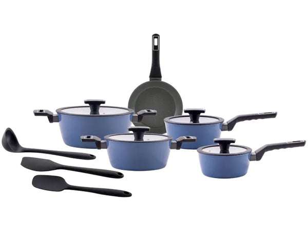 Jogo de Panelas Brinox Ceramic Life de Alumínio 8 Peças Carbon