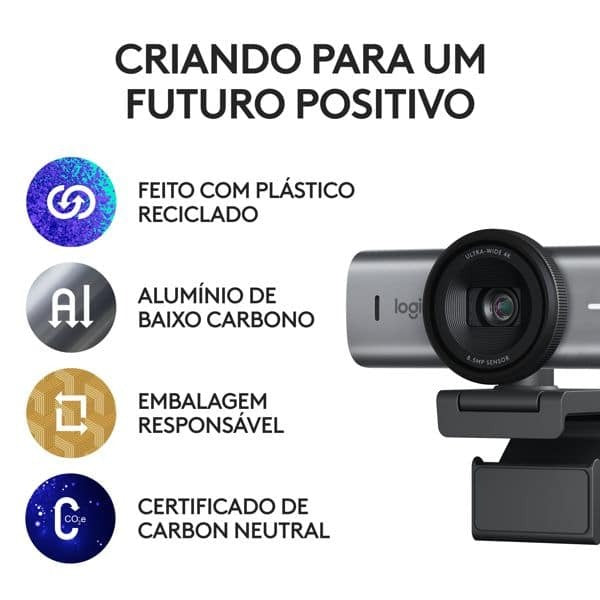 Webcam Logitech Mx Brio 4K, 1080p 60 Fps, USB-C, capa, equipe