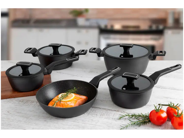 Jogo de Panelas Brinox Ceramic Life de Alumínio 8 Peças Carbon