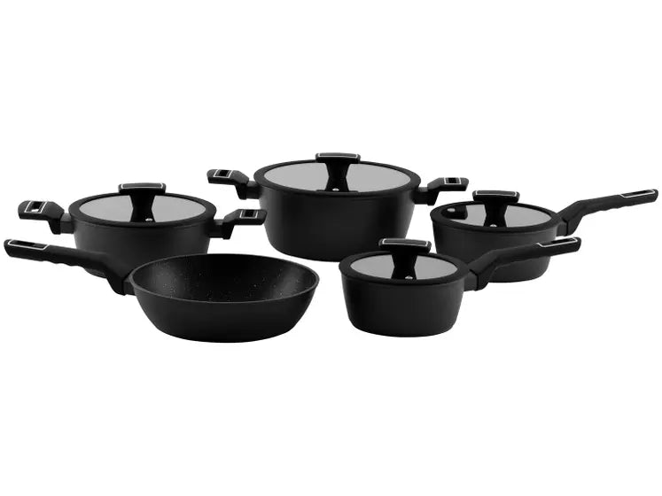 Jogo de Panelas Brinox Ceramic Life de Alumínio 8 Peças Carbon