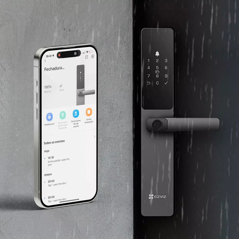 Fechadura Inteligente DL05 Wi-Fi BT biometria senha tag EZVIZ