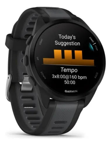 Garmin Forerunner 165 Smartwatch, Tela AMOLED 48mm, Pulseira Esportiva Preto, Compatível com Android/iOS, GPS Integrado e Resistente à Água 5 ATM