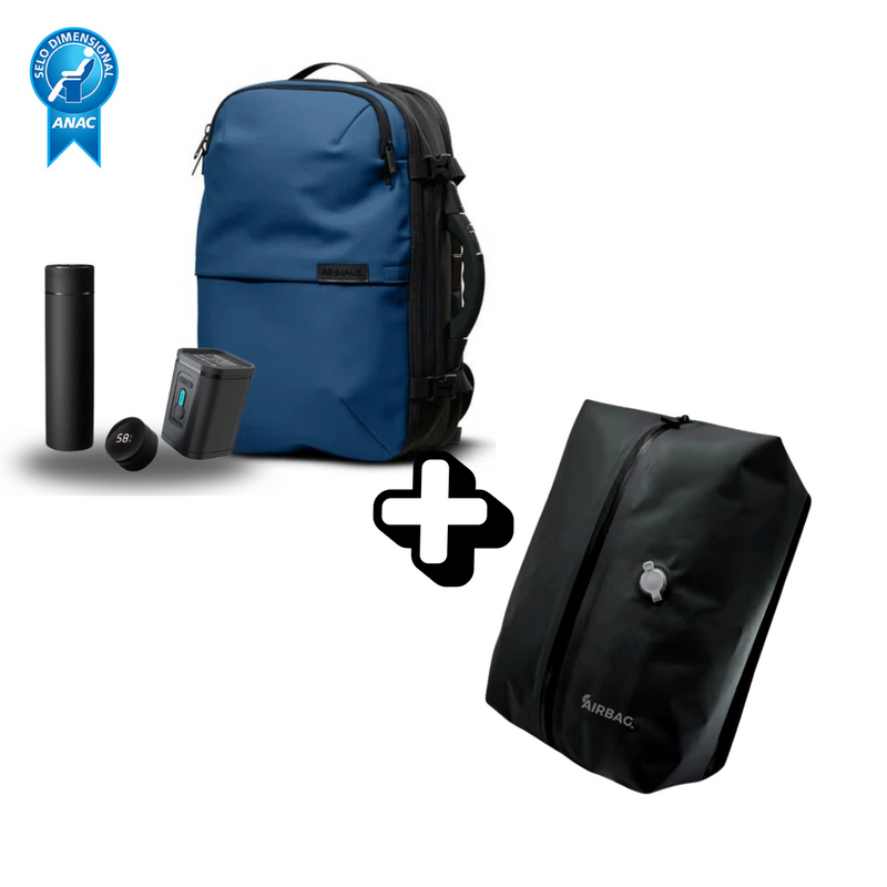 Mochila SuperBag  + Sistema de vácuo integrado + Garrafa Inteligente + Bomba de ar portátil