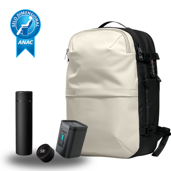 Mochila SuperBag Off-White + Sistema de vácuo integrado + Garrafa Inteligente + Bomba de ar portátil