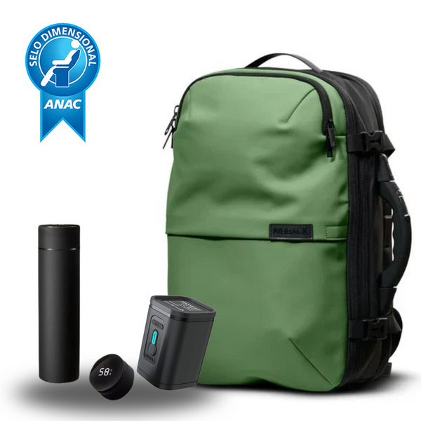 Mochila SuperBag Verde + Sistema de vácuo integrado + Garrafa Inteligente + Bomba de ar portátil