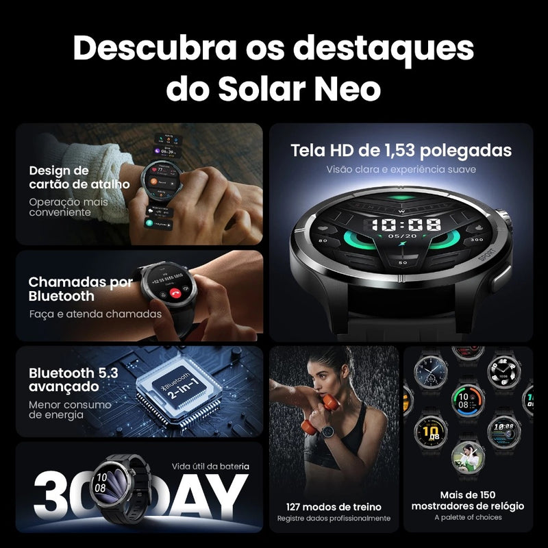 Relógio Esportivo Solar Neo À Prova D'água