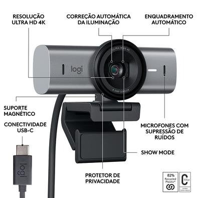 Webcam Logitech Mx Brio 4K, 1080p 60 Fps, USB-C, capa, equipe